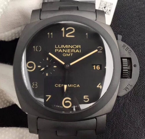 Panerai Tuttonero Luminor 1950 3 Days GMT PAM438 VS Factory Black Dial Replica Watch - UK Replica
