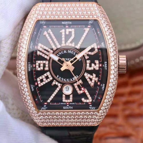 Franck Muller Vanguard 18K Rose Gold V45.SC.DT.D.NBR.CD.5N.NR Black Dial Replica Watch - UK Replica