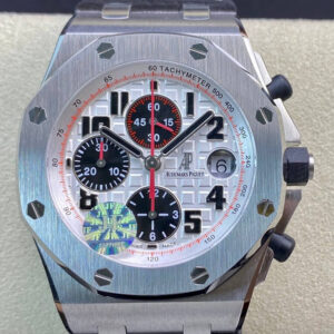 Audemars Piguet Royal Oak Offshore Panda 26170ST.OO.D101CR.02 Black Leather Strap JF Factory V2 White Dial - UK Replica