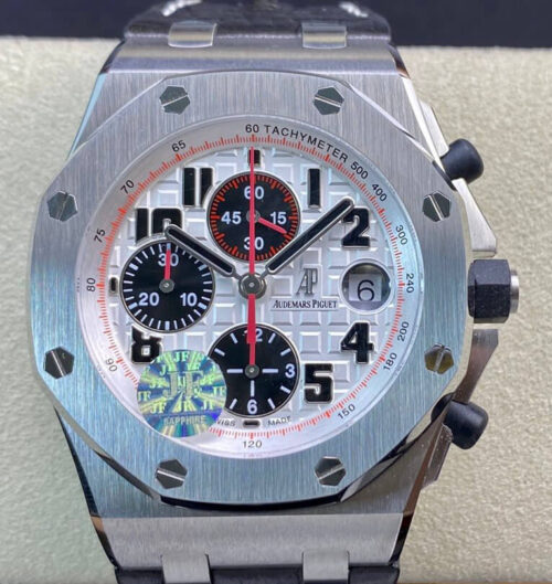 Audemars Piguet Royal Oak Offshore Panda 26170ST.OO.D101CR.02 Black Leather Strap JF Factory V2 White Dial - UK Replica