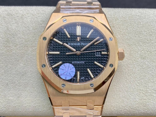 Audemars Piguet Royal Oak Rose Gold 15450 JF Factory V5 Black Dial Replica Watch - UK Replica