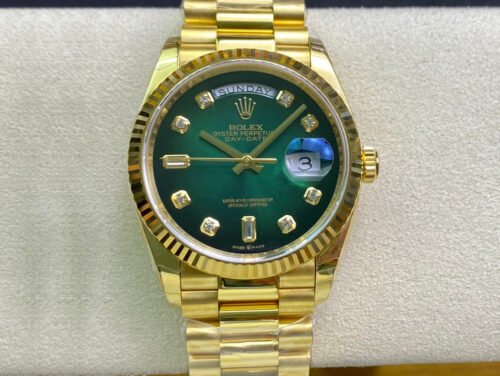 Rolex Day-Date M128238-0069 Yellow Gold EW Factory Gradual Green Dial Replica Watch