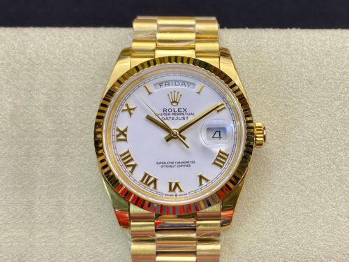 Rolex Day-Date M128238 EW Factory White Dial Roman Time Scale Replica Watch