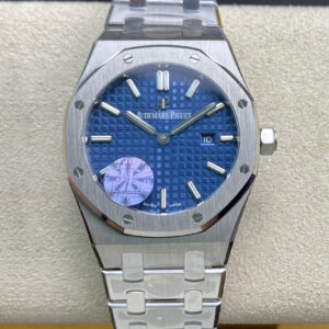 Audemars Piguet Royal Oak Quartz 67650ST.OO.1261ST.01 JF Factory Blue Dial Replica Watch