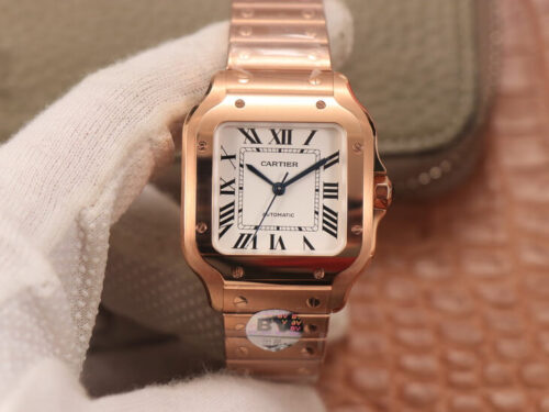 Cartier De Santos WSSA0010 BV Factory 18K Rose Gold White Dial Replica Watch