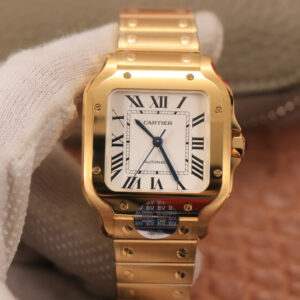 Cartier De Santos WSSA0010 BV Factory 18K Gold White Dial Replica Watch