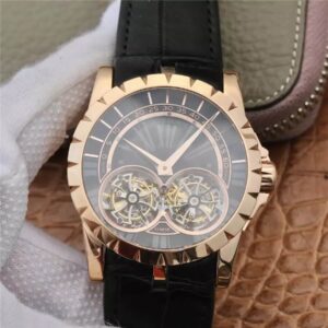 Roger Dubuis Excalibur RDDBEX0280 JB Factory Tourbillon Gold Case Black Dial Replica Watch