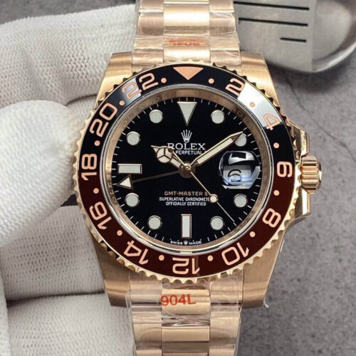 Rolex GMT Master II 126715CHNR-0001 GM Factory Rose Gold Black Dial Replica Watch