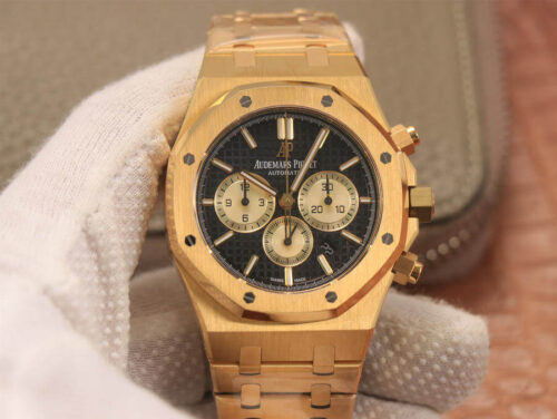 Audemars Piguet Royal Oak Chronograph 26331 OM Factory V2 Yellow Gold Black Dial Replica Watch