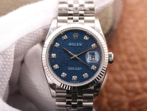 Rolex Datejust M126234-0011 36MM EW Factory Diamond-Studded Blue Dial Replica Watch
