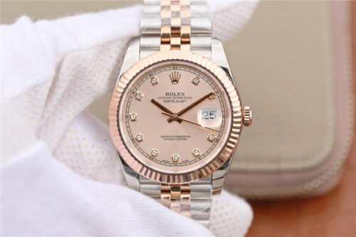 Rolex Datejust M126331-0008 EW Factory Rose Gold Sundust Dial Replica Watch