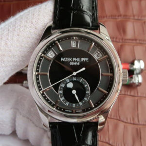 Patek Philippe Annual Calendar 5205R-001 KM Factory Black Dial Cowhide Strap Replica Watch
