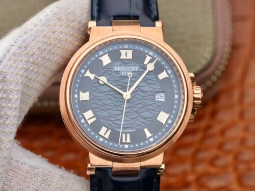 Breguet Marine 5517 V9 Factory Rose Gold Blue Dial Replica Watch