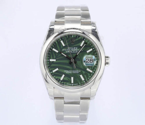 Rolex Datejust M126200-0020 EW Factory Olive Green Palm Leaf Pattern Dial Replica Watch