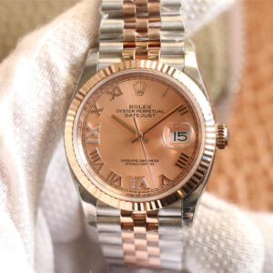 Rolex Datejust M126231-0027 EW Factory Diamonds Rose Gold Dial Replica Watch