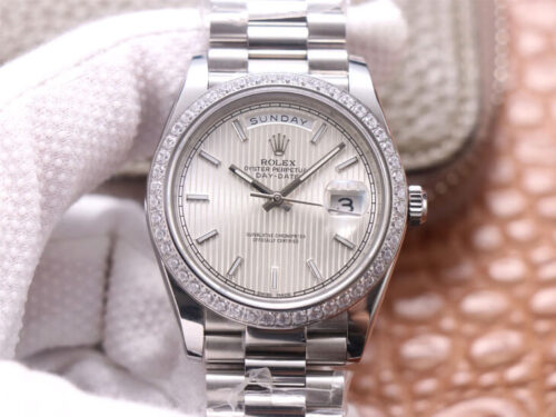 Rolex Day-Date M228349RBR-0007 EW Factory Silver Dial Replica Watch