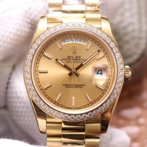Rolex Day-Date M228348RBR-0008 EW Factory Champagne Dial Replica Watch