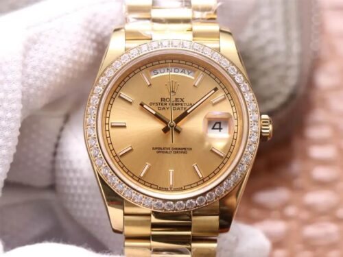 Rolex Day-Date M228348RBR-0008 EW Factory Champagne Dial Replica Watch