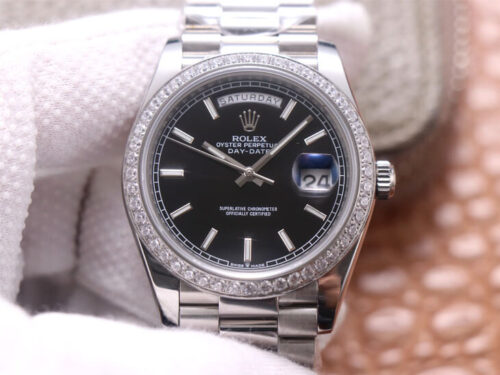 Rolex Day-Date M228349RBR-0002 EW Factory Black Dial Replica Watch