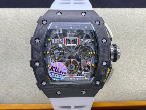 Richard Mille RM011-03 KV Factory Carbon Fiber White Strap Replica Watch