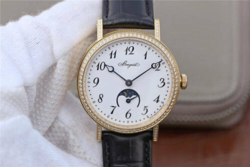Breguet Classique Moonphase 9087BB/29/964 TW Factory Yellow Gold White Dial Replica Watch