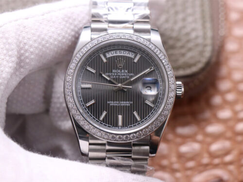 Rolex Day-Date M228349RBR-0008 EW Factory White Gold Grey Dial Replica Watch