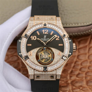 Hublot Big Bang Tourbillon Rose Gold Diamond Black Dial Replica Watch