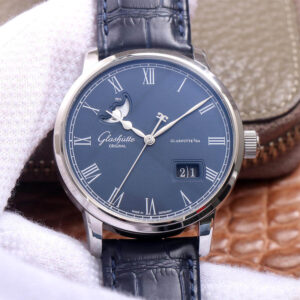 Glashutte Senator Moon Phase 1-36-04 V9 Factory Blue Leather Strap Replica Watch