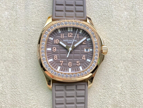 Patek Philippe Aquanaut Quartz Ladies 5067A PPF Factory Rose Gold Diamond-set Bezel Replica Watch
