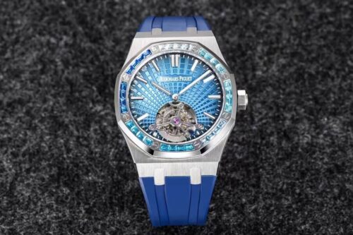 Audemars Piguet Royal Oak Tourbillon R8 Factory V3 Blue Rubber Strap Replica Watch