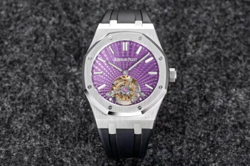 Audemars Piguet Royal Oak Tourbillon R8 Factory V3 Purple Dial Rubber Strap Replica Watch