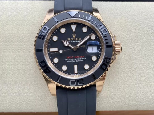 Rolex Yacht Master M126655-0002 Clean Factory Rose Gold Black Dial Replica Watch