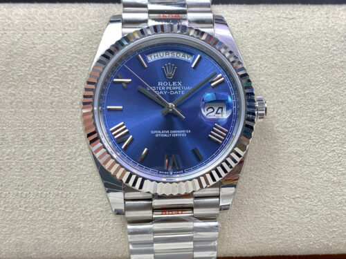 Rolex Day Date M228236-0007 EW Factory Blue Dial Replica Watch
