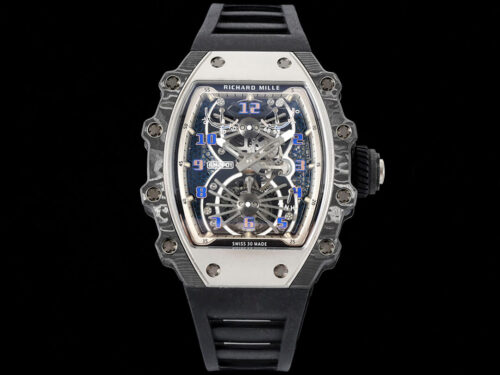 Richard Mille RM21-01 RM Factory Tourbillon Skeleton Dial Black Strap Replica Watch