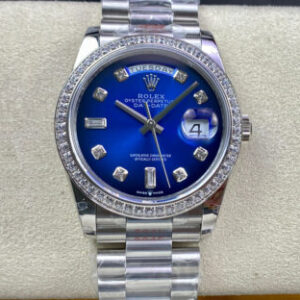 Rolex Day Date M128396TBR-0008 36MM GM Factory Diamond Blue Dial Replica Watch