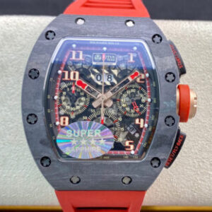 Richard Mille RM011 KV Factory V3 Red Rubber Strap Replica Watch
