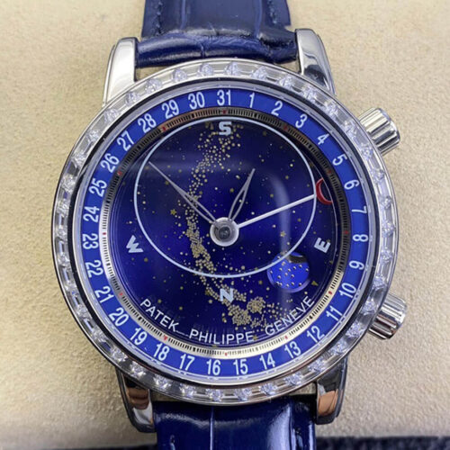 Patek Philippe Grand Complications 6104G-001 AI Factory Sky Moon Diamond Bezel Replica Watch