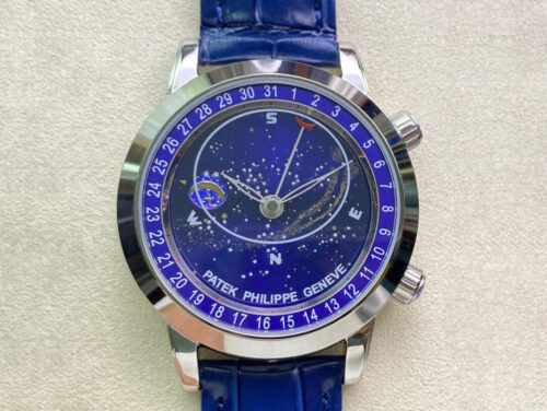 Patek Philippe Grand Complications 6102P-001 AI Factory Sky Moon Blue Dial Replica Watch