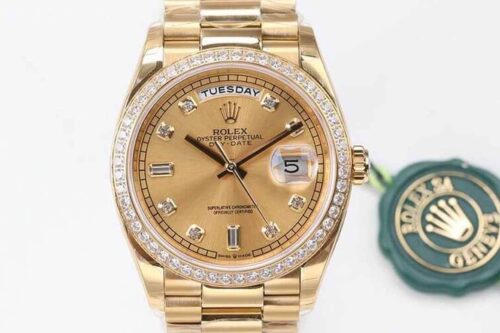 Rolex Day Date M128348RBR-0008 EW Factory Yellow Gold Replica Watch