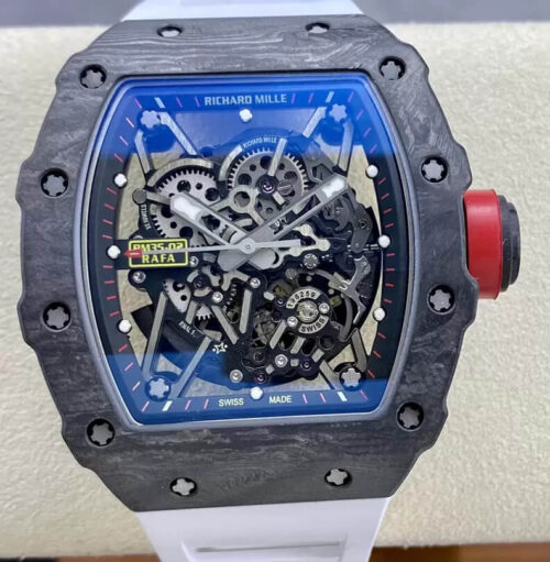Richard Mille RM35-02 Carbon Fiber T+ Factory White Rubber Strap Replica Watch