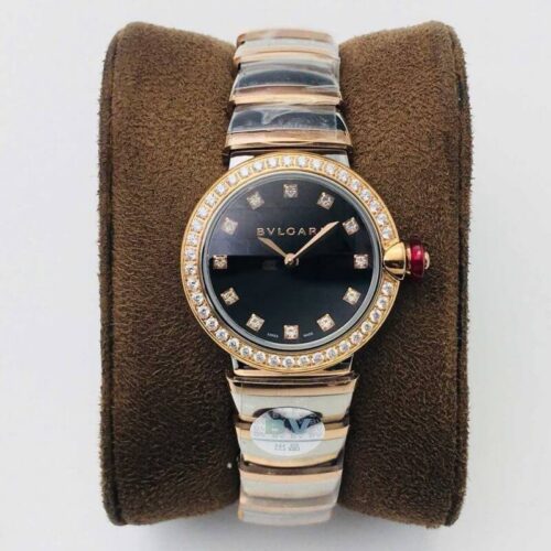 Bvlgari LVCEA BV Factory Rose Gold Black Dial Replica Watch