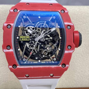 Richard Mille RM35-02 T+ Factory Carbon Fiber Case White Rubber Strap Replica Watch