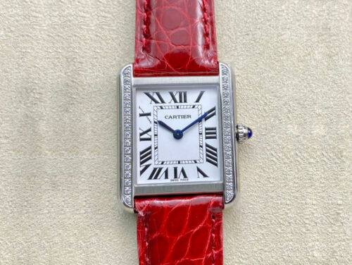 Cartier Tank 27MM K11 Factory V2 Red Strap Replica Watch
