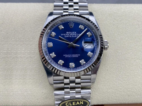 Rolex Datejust M126234-0037 36MM Clean Factory Blue Diamond Dial Replica Watch