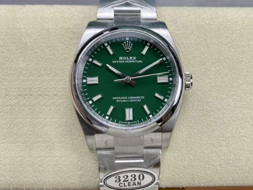 Rolex Oyster Perpetual M126000-0005 36MM Clean Factory Green Dial Replica Watch