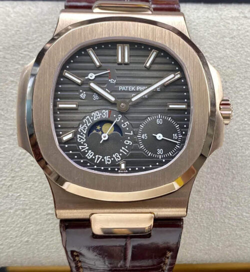 Patek Philippe Nautilus 5712 ZF Factory Brown Leather Strap Replica Watch