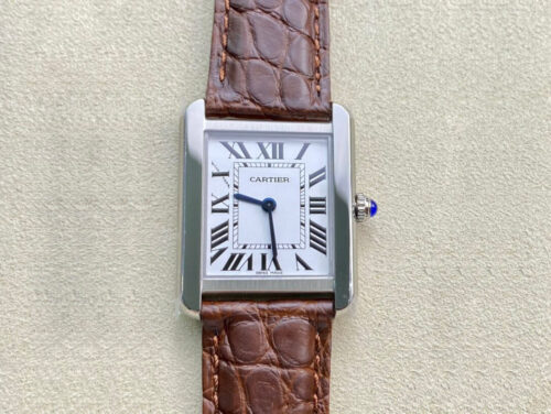 Cartier Tank 24MM K11 Factory Brown Leather Strap Replica Watch