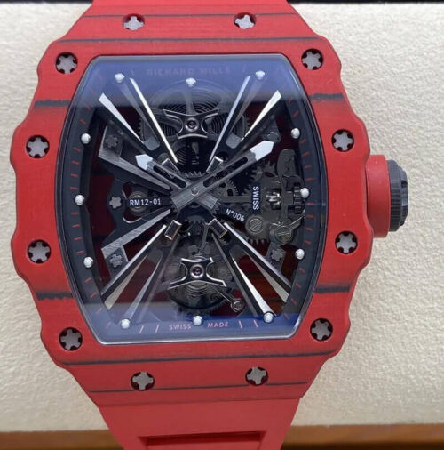 Richard Mille RM12-01 Tourbillon RM Factory Red Rubber Strap Replica Watch