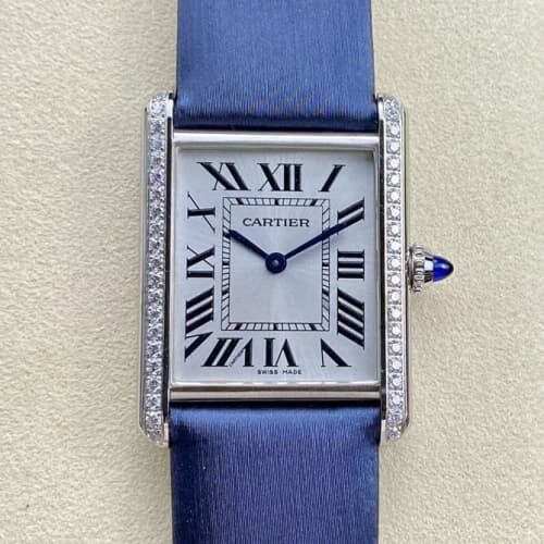 Cartier Tank W4TA0017 F1 Factory Blue Strap Replica Watch - Best Quality Replica Watches UK Swiss Watch Brands 1:1 Replica Fake Watch