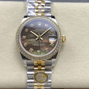 Rolex Datejust M278383RBR-0024 AR factory gold color bezel Replica Watch - Best Quality Replica Watches UK Swiss Watch Brands 1:1 Replica Fake Watch